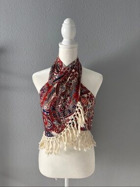 Boho Paisley Red Scarf Top
